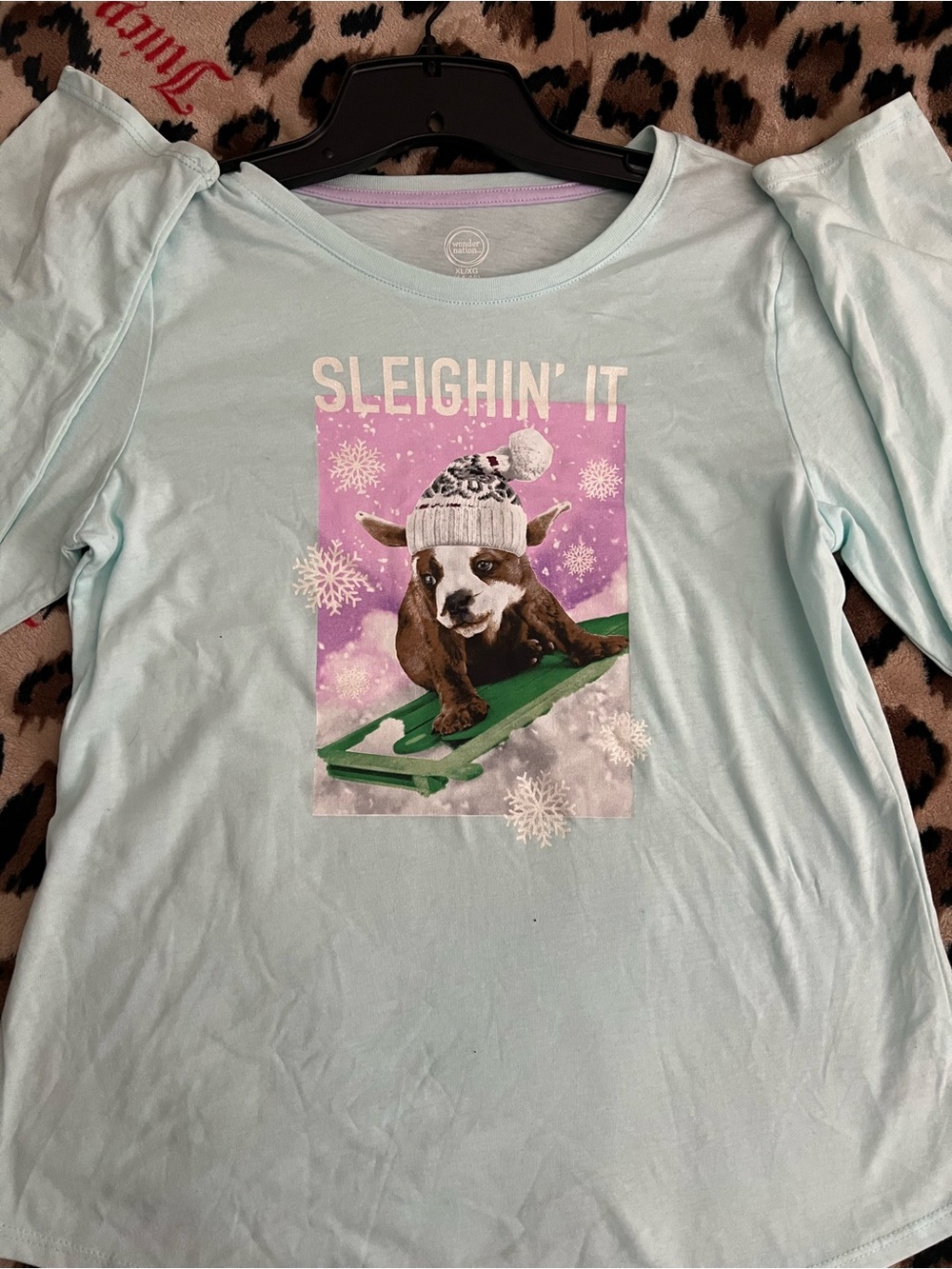 wonder nation Light Blue 'Sleighin' It' Dog Graphic Tee